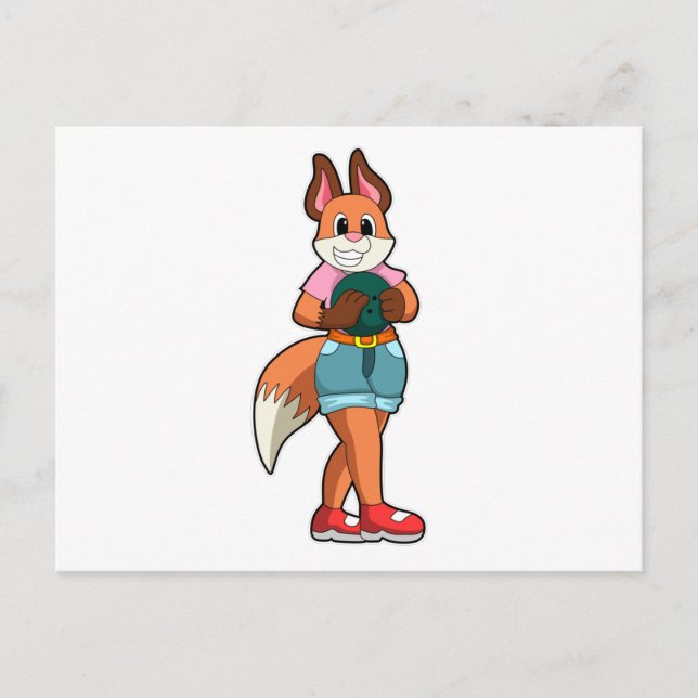 Fox at Bowling with Bowling ball Postcard (Front)