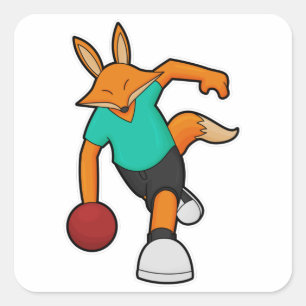 Fox at Bowling with Bowling ball Square Sticker