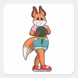 Fox at Bowling with Bowling ball Square Sticker