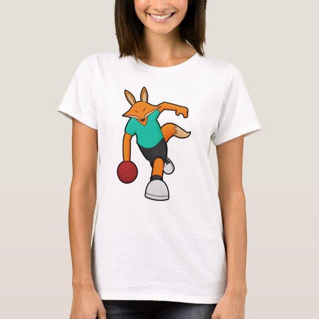 Fox at Bowling with Bowling ball T-Shirt (Front)
