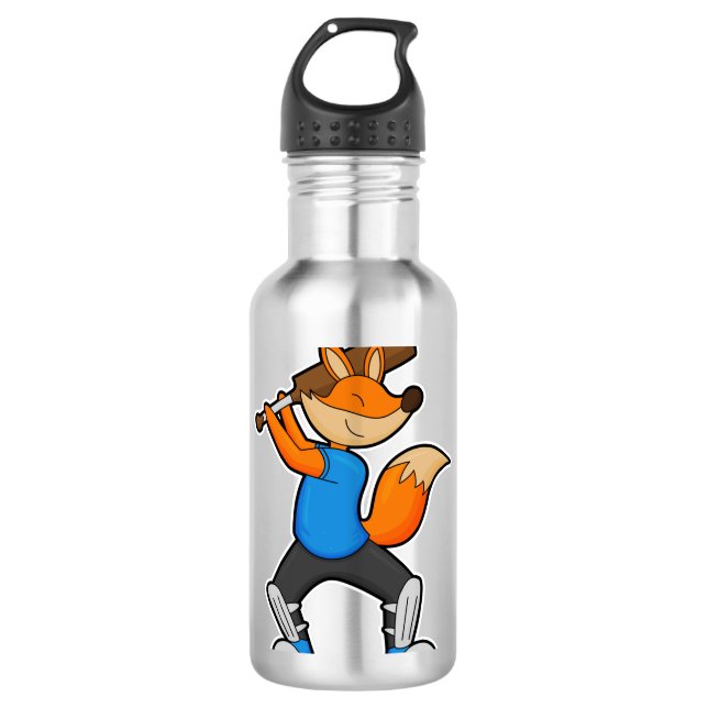Fox at Cricket with Cricket bat 710 Ml Water Bottle (Front)