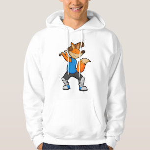 Fox at Cricket with Cricket bat Hoodie