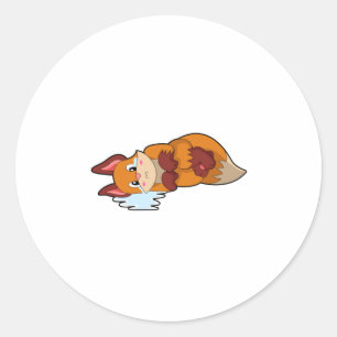 Fox at Crying Classic Round Sticker