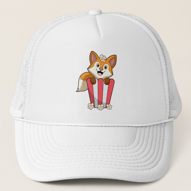 Fox at Eating with Popcorn Trucker Hat (Front)