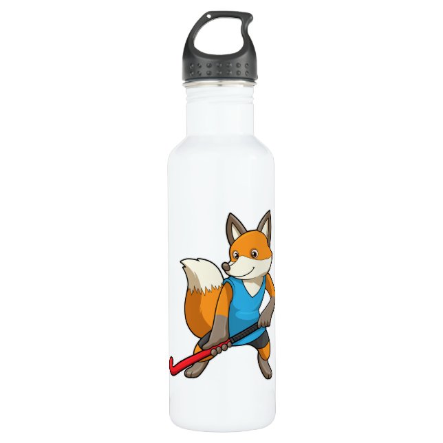 Fox at Hockey with Hockey bat 710 Ml Water Bottle (Front)