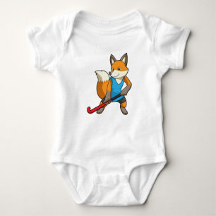 Fox at Hockey with Hockey bat Baby Bodysuit