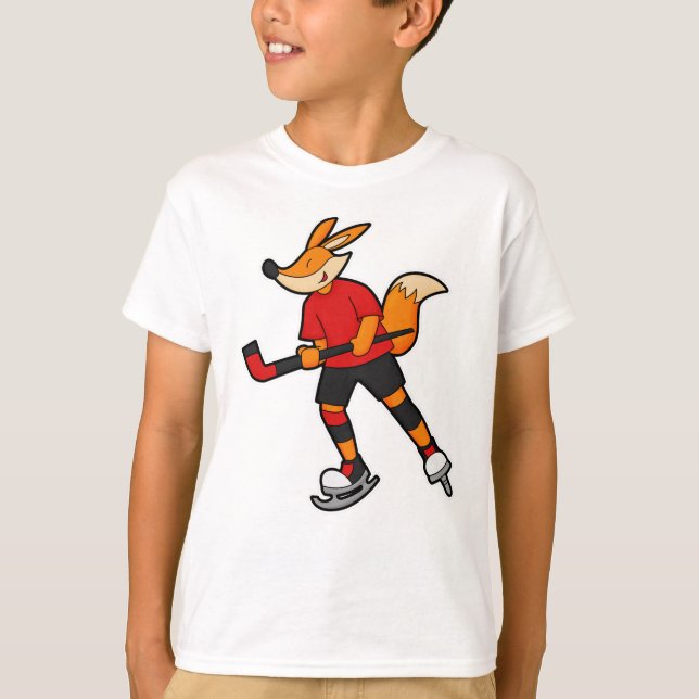 Fox at Hockey with Hockey stick T-Shirt (Front)