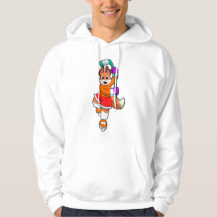 Fox at Ice hockey with Ice hockey stick Hoodie