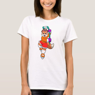 Fox at Ice hockey with Ice hockey stick T-Shirt