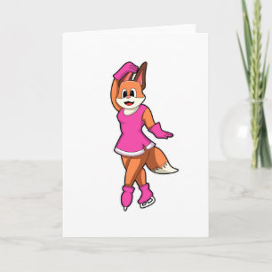 Fox at Ice skating with Ice skates Card