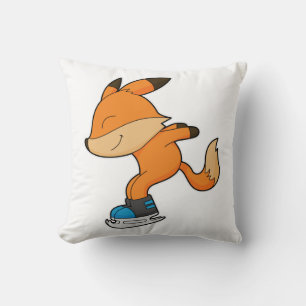 Fox at Ice skating with Ice skates Cushion