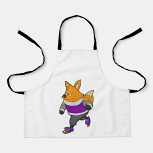 Fox at Ice skating with Ice skates & Glasses Apron