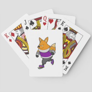 Fox at Ice skating with Ice skates & Glasses Playing Cards