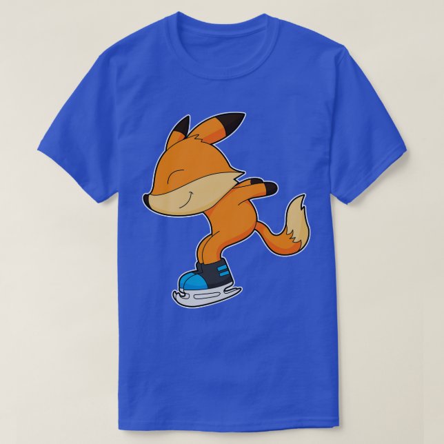 Fox at Ice skating with Ice skates T-Shirt (Design Front)