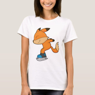 Fox at Ice skating with Ice skates T-Shirt