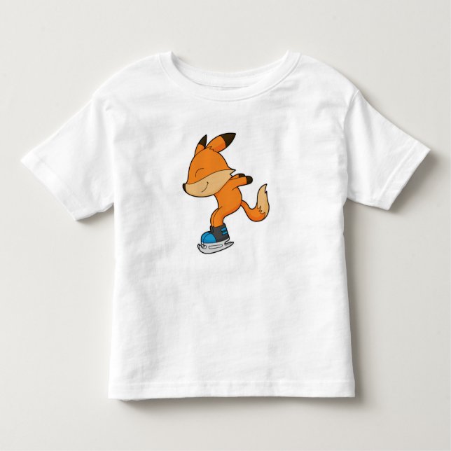 Fox at Ice skating with Ice skates Toddler T-Shirt (Front)