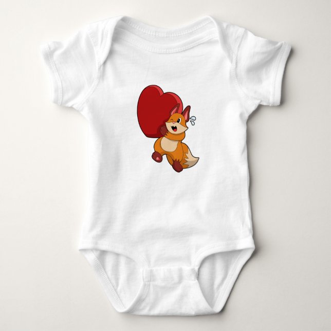 Fox at Love with Heart Baby Bodysuit (Front)