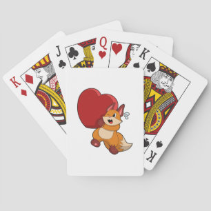 Fox at Love with Heart Playing Cards