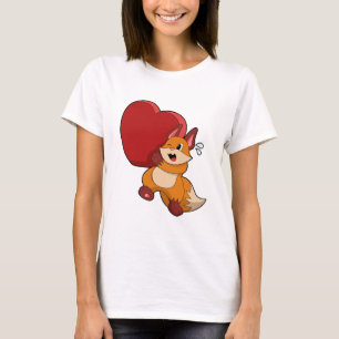 Fox at Love with Heart T-Shirt
