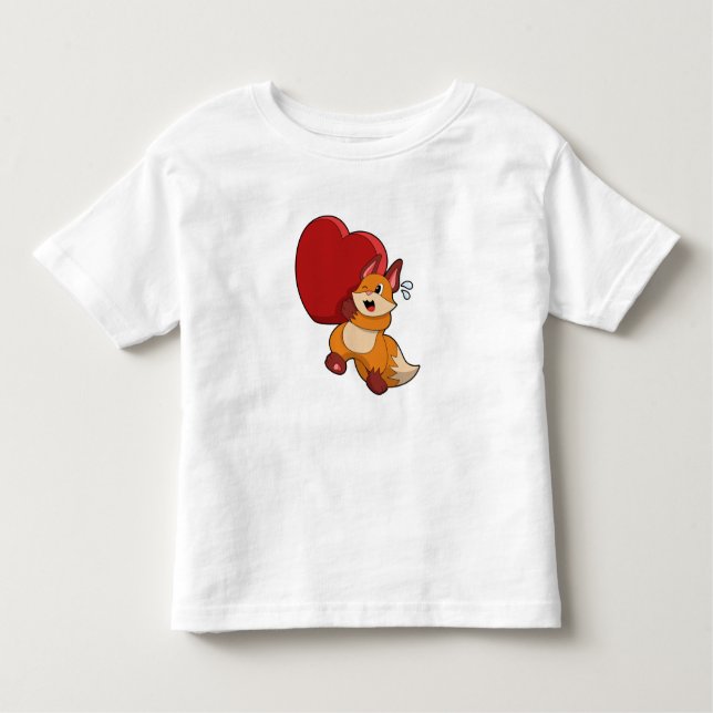 Fox at Love with Heart Toddler T-Shirt (Front)