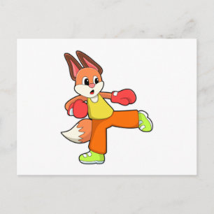 Fox at Martial arts Boxing with Boxing gloves Postcard