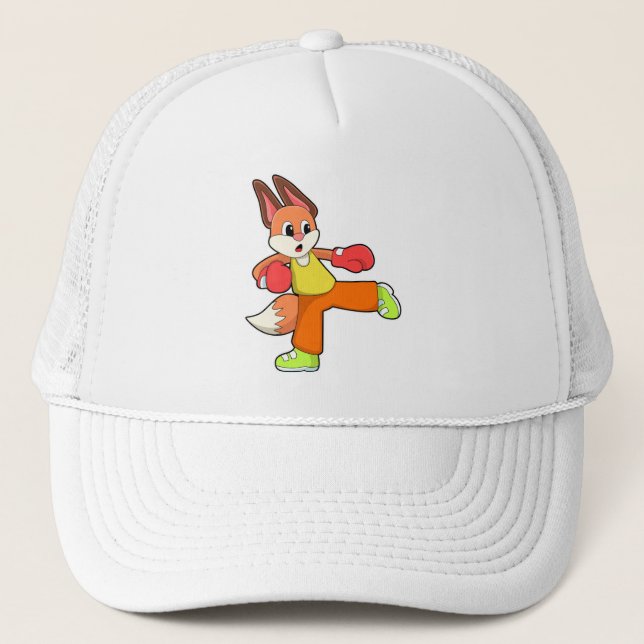 Fox at Martial arts Boxing with Boxing gloves Trucker Hat (Front)