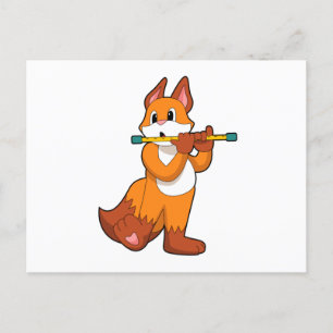 Fox at Music with Flute.PNG Postcard