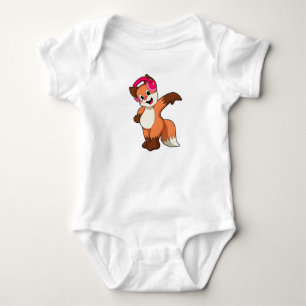 Fox at Music with Headphone Baby Bodysuit