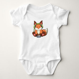 Fox at Music with Headphone Baby Bodysuit