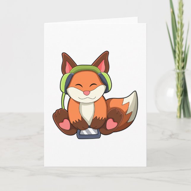 Fox at Music with Headphone Card (Front)