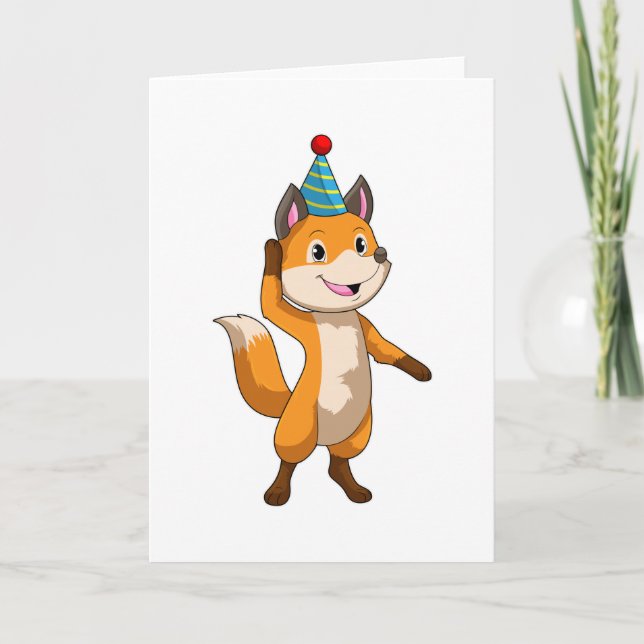 Fox at Party with Party hat Card (Front)