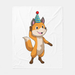 Fox at Party with Party hat Fleece Blanket