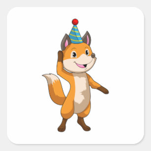 Fox at Party with Party hat Square Sticker