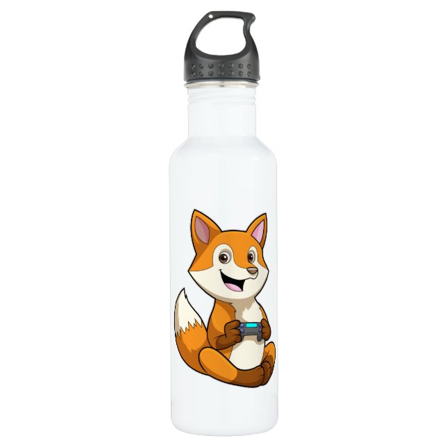 Fox at Playing with Controller 710 Ml Water Bottle (Front)