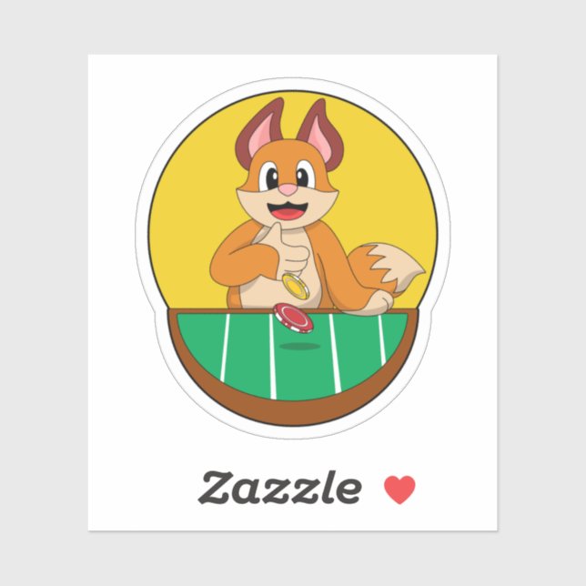 Fox at Poker with Poker chips (Sheet)