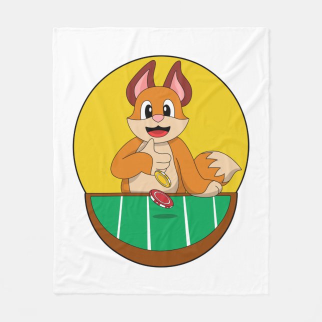 Fox at Poker with Poker chips Fleece Blanket (Front)