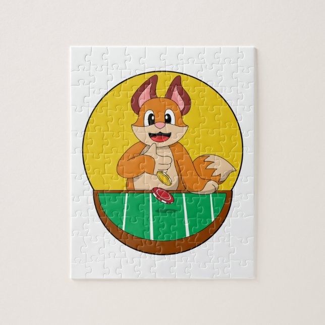 Fox at Poker with Poker chips Jigsaw Puzzle (Vertical)