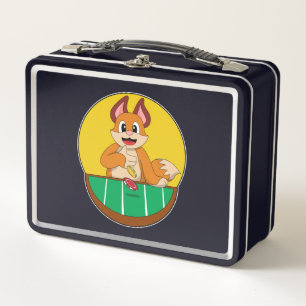 Fox at Poker with Poker chips Metal Lunch Box