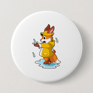 Fox at Rain with Rain drops 7.5 Cm Round Badge