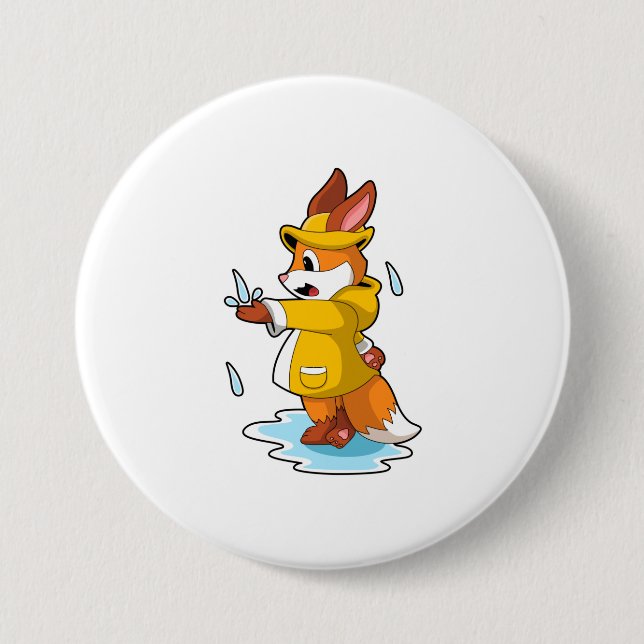 Fox at Rain with Rain drops 7.5 Cm Round Badge (Front)