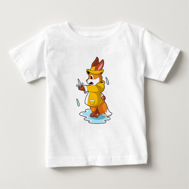 Fox at Rain with Rain drops Baby T-Shirt (Front)