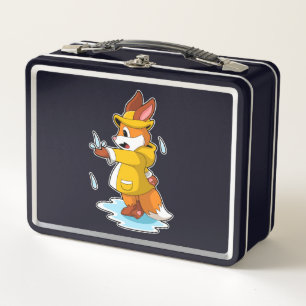 Fox at Rain with Rain drops Metal Lunch Box