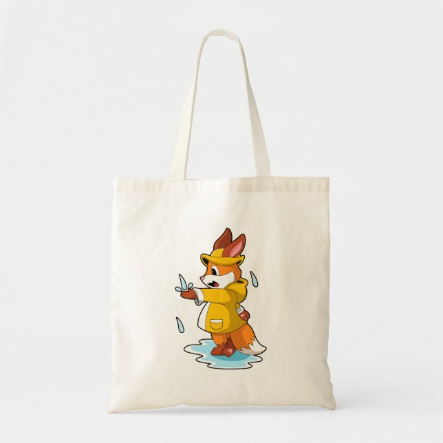 Fox at Rain with Rain drops Tote Bag (Front)