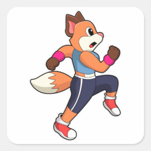 Fox at Running Square Sticker