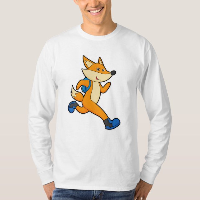 Fox at Running with Backpack T-Shirt (Front)