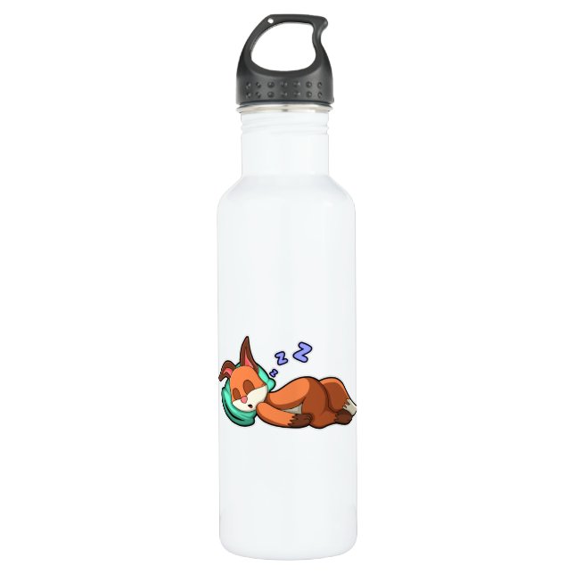 Fox at Sleeping with Pillow 710 Ml Water Bottle (Front)