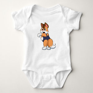 Fox at Swimming with Swimsuit Baby Bodysuit