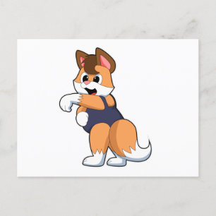 Fox at Swimming with Swimsuit Postcard