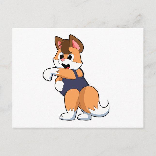 Fox at Swimming with Swimsuit Postcard (Front)