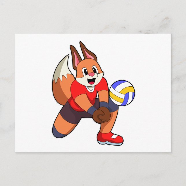 Fox at Volleyball Sports Postcard (Front)
